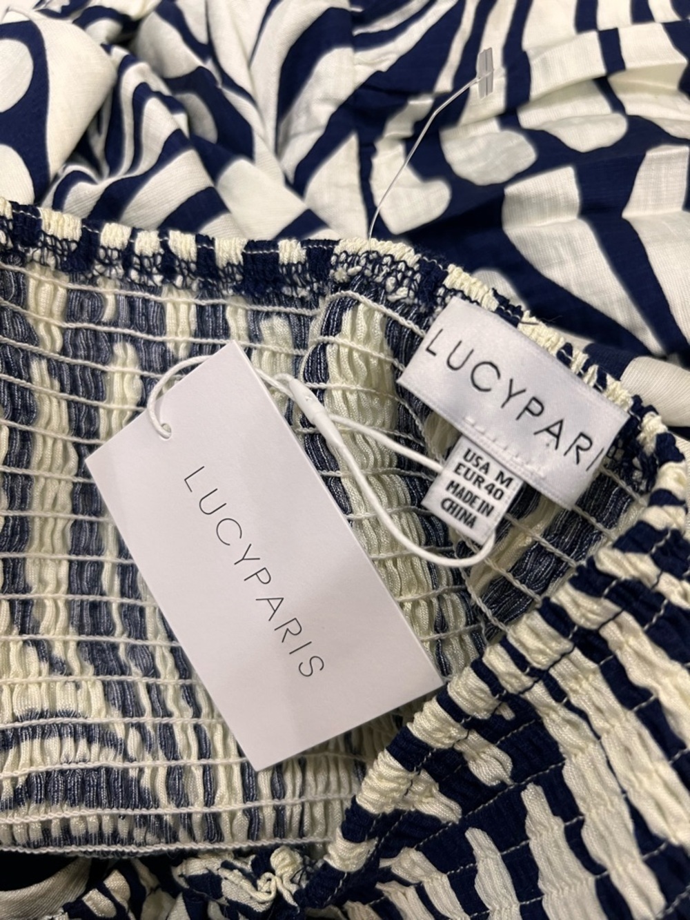 Lucy Paris Navy and White Tropical-Print Maxi Dress - Picture 9 of 12